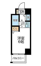 ユーコート新丸子 2階ワンルームの間取り