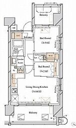 ブランシエスタ新丸子リバーフロント 2LDKの間取図画像