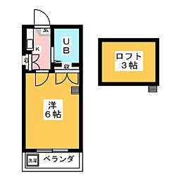 グランディー井田 1Kの間取図画像