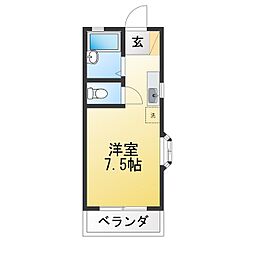 ロジュマンパレス ワンルームの間取図画像