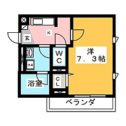 レアリゼ武蔵新城 1Kの間取図画像