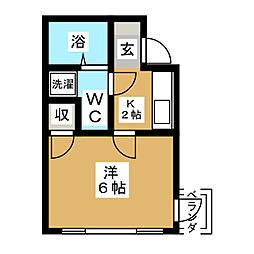 レボリューション 1Kの間取図画像
