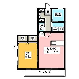 エバーグレイス 1LDKの間取図画像