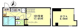 Mighty武蔵中原 1Kの間取図画像