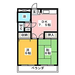 セントラルハイツ 2DKの間取図画像