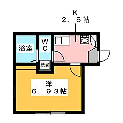 リオグランデ上平間 1Kの間取図画像