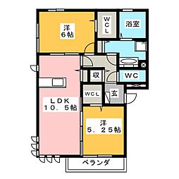 アルブル 2LDKの間取図画像
