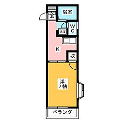 テラスコートサクライ 1Kの間取図画像