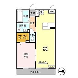 エバーグレイス 1LDKの間取図画像