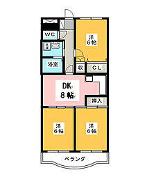 エクセル・ヴィラ 3DKの間取図画像