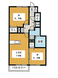 コントレール 2LDKの間取図画像