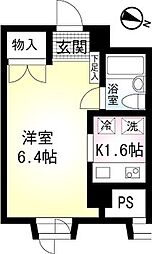 第1ウィステリアヒルズ ワンルームの間取図画像