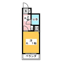 ライオンズマンション田奈 1Kの間取図画像