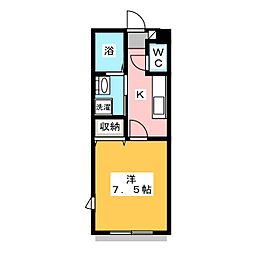 K.M.Hコートテラス 1Kの間取図画像