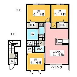 メゾンドプリュネA 3LDKの間取図画像