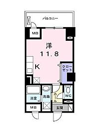 トラディシオントゥール 1Kの間取図画像