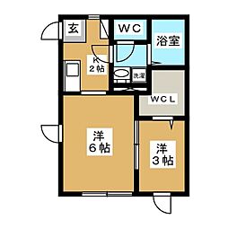 グランシャリオ 1階2Kの間取り