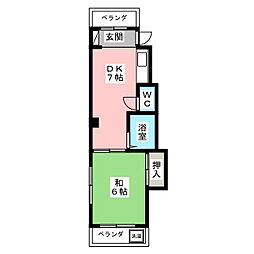 パークハイツ佐山 1DKの間取図画像
