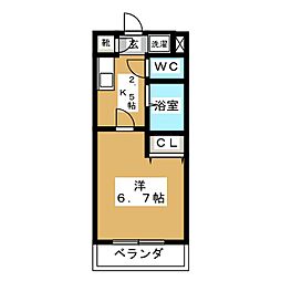 アスタリスク日吉 1Kの間取図画像
