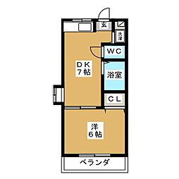 アーバンホームズA 1DKの間取図画像