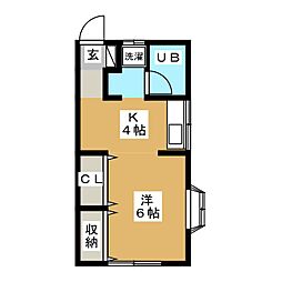 さくらハイツ ワンルームの間取図画像
