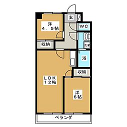 ハピネス飯田2 2LDKの間取図画像