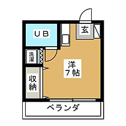 ラピタ ワンルームの間取図画像