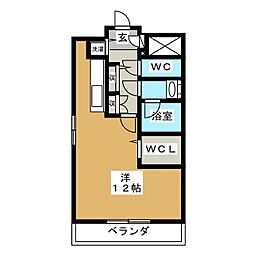 日吉朋友館 ワンルームの間取図画像