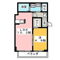 LacineOneParkPlace3 1LDKの間取図画像