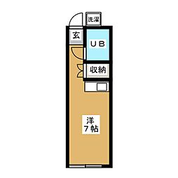 アネックス神大寺 2階ワンルームの間取り