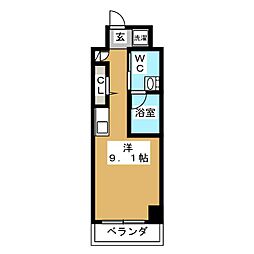 スパシエ東神奈川 8階ワンルームの間取り