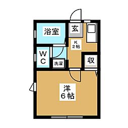 パレスＭ＆Ｍ 1階1Kの間取り