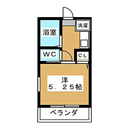 第10セントラルコーポ反町 3階1Kの間取り