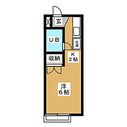 メゾンブランシュ ワンルームの間取図画像