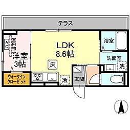 D Paina松見町 1LDKの間取図画像