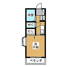 ロッカクハイツ 1Kの間取図画像