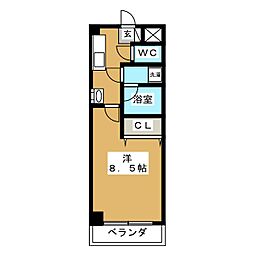 ロイヤル白楽 1Kの間取図画像