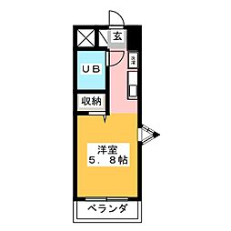 プロシード白楽 1Kの間取図画像