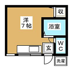 高橋ハイツ ワンルームの間取図画像