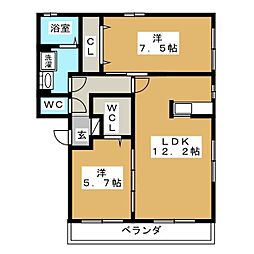 GFスクエア 2LDKの間取図画像