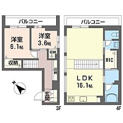 細田ビル 2LDKの間取図画像
