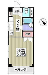 ヒルズ白楽 1Kの間取図画像