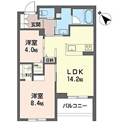 クオリスタ 2LDKの間取図画像