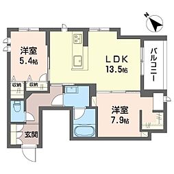クオリスタ 2LDKの間取図画像