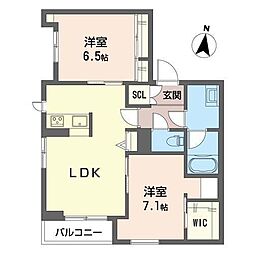 ヒルズ横濱高島台 3階2LDKの間取り