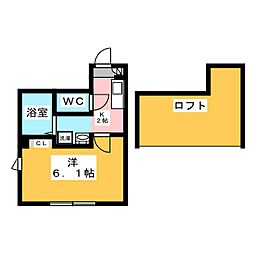 Sky Garden黄金町 2階1Kの間取り