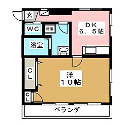 ヴェルディ岡野公園 1DKの間取図画像