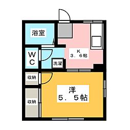 エスト・ソレアードB 1Kの間取図画像