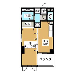 スターハイム 1DKの間取図画像