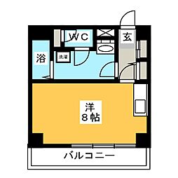 クリークビル ワンルームの間取図画像